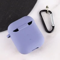 Силиконовый футляр с микрофиброй для наушников Airpods 1/2 Серый / Lavender Gray