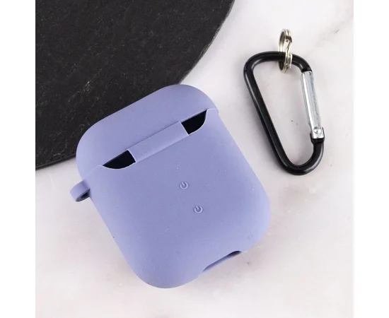 Силіконовий футляр з мікрофіброю для навушників Airpods 1/2 Сірий / Lavender Gray