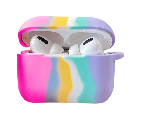 Силиконовый футляр Colorfull для наушников AirPods 3 Темно-розовый / Голубой