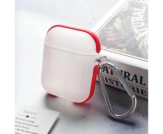 TPU футляр Matte Type для наушников AirPods 1/2 Красный / Белый