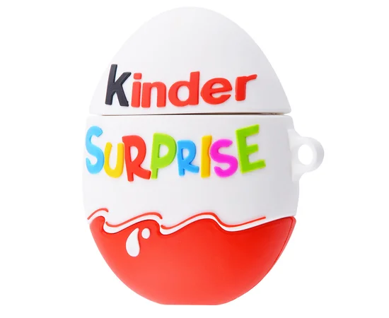 Силиконовый футляр Kinder Surprise с карабином для наушников AirPods Kinder Surprise / Красно-белый