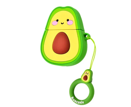 Силиконовый футляр Smile Fruits series для наушников AirPods 1/2 + кольцо Avocado