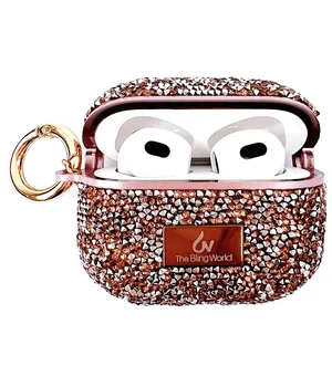 TPU чехол Bling World Rock Diamond для наушников AirPods 1/2 Розовый