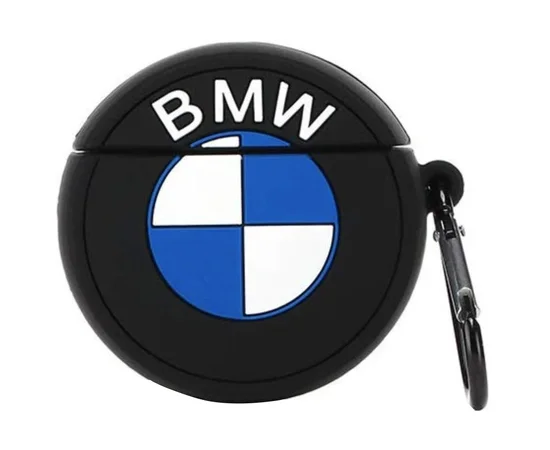 Силиконовый футляр Logo series для наушников AirPods + карабин BMW / Черный