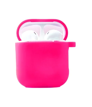 Силиконовый футляр с микрофиброй для наушников Airpods 1/2 Розовый / Barbie pink