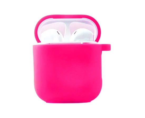 Силиконовый футляр с микрофиброй для наушников Airpods 1/2 Розовый / Barbie pink