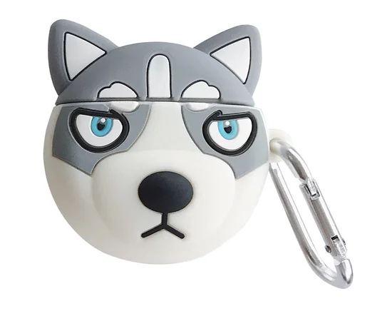 Силиконовый футляр Husky для наушников AirPods + карабин Серый