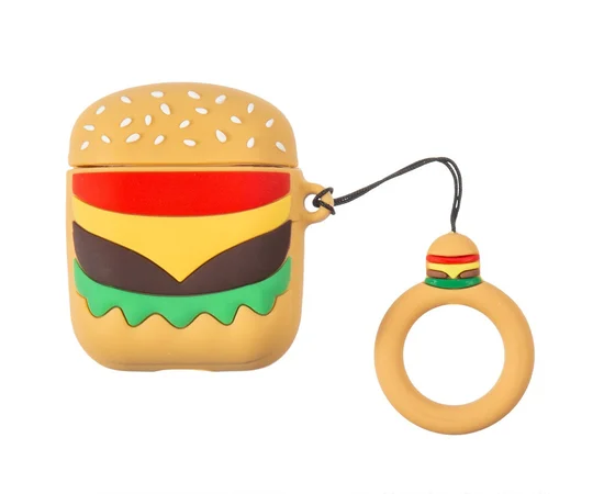 Силиконовый футляр Food для наушников AirPods 1/2 + кольцо Бургер