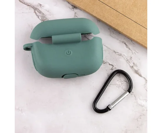 Силиконовый футляр New с карабином для наушников Airpods Pro Зеленый / Pine green