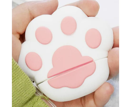 Силиконовый футляр Paw для наушников AirPods + кольцо Белый