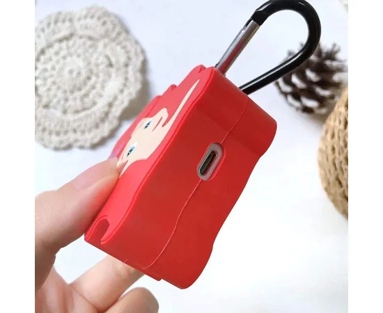 Силиконовый футляр Disney series для наушников AirPods 1/2 + карабин Русалочка / Красный
