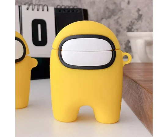 Силиконовый футляр Among Us для наушников AirPods 1/2 + кольцо Желтый