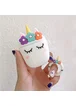 Силиконовый футляр Sleep Unicorn series для наушников AirPods + кольцо Белый