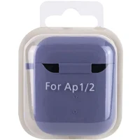 Силиконовый футляр с микрофиброй для наушников Airpods 1/2 Серый / Lavender Gray