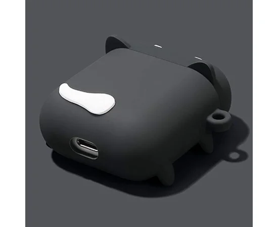 Силиконовый футляр Dogs для наушников AirPods 1/2 Haski stands / Черный