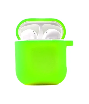 Силиконовый футляр с микрофиброй для наушников Airpods 1/2 Салатовый / Neon green