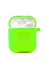 Силиконовый футляр с микрофиброй для наушников Airpods 1/2 Салатовый / Neon green