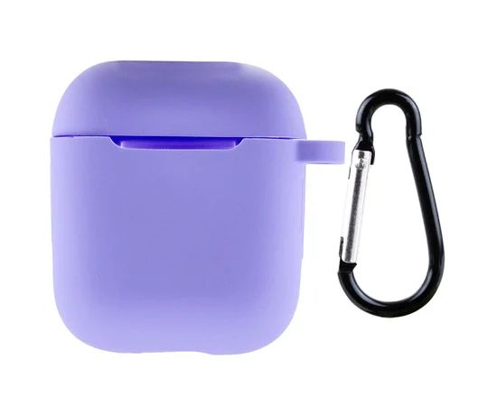 Силиконовый футляр New с карабином для наушников Airpods 1/2 Сиреневый / Dasheen