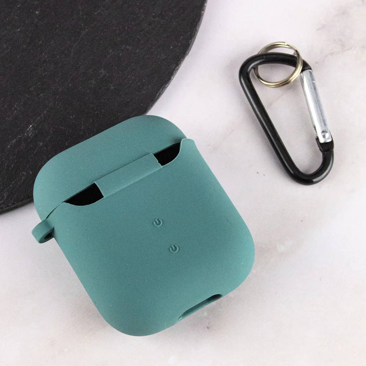 Силиконовый футляр с микрофиброй для наушников Airpods 1/2 Зеленый / Pine green