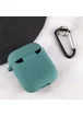 Силиконовый футляр с микрофиброй для наушников Airpods 1/2 Зеленый / Pine green