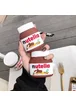 Силиконовый футляр Nutella для наушников AirPods 1/2 + карабин Коричнево-белый