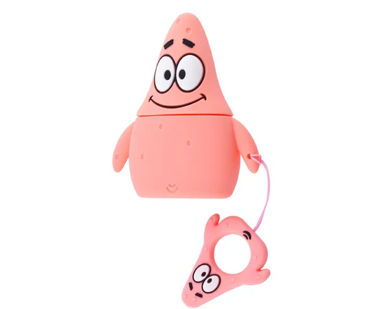 Силиконовый футляр SpongeBob series для наушников AirPods + кольцо Patrick / Розовый