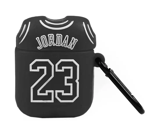 Силиконовый футляр Brand для наушников AirPods 1/2 + карабин Jordan Black