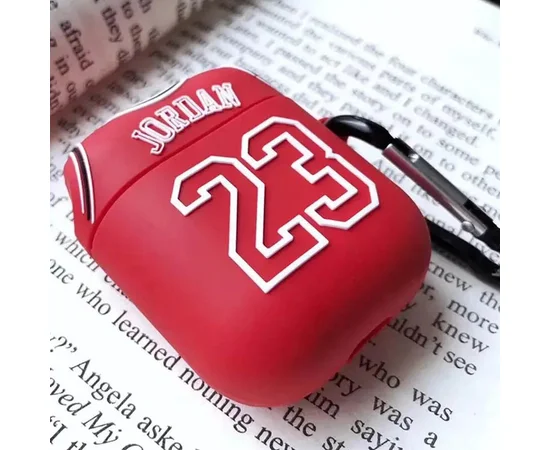 Силиконовый футляр Brand для наушников AirPods 1/2 + карабин Jordan Red