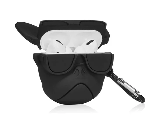 Силиконовый футляр Brand для наушников AirPods 3 + карабин Karl Lagerfeld black
