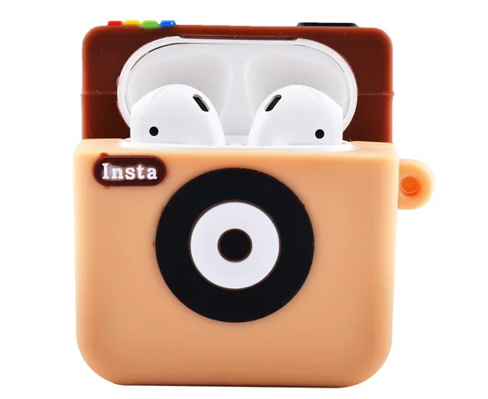 Силиконовый футляр Logo series для наушников AirPods 1/2 + карабин Instagram