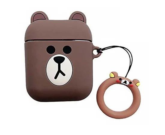 Силиконовый футляр Cartoons&Heroes для наушников AirPods 1/2 + кольцо Мишка