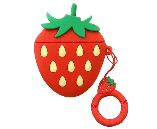 Силиконовый футляр Smile Fruits series для наушников AirPods strawberry