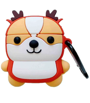 Силиконовый футляр Happy New Year с кольцом для наушников AirPods Собака в костюме / Красный