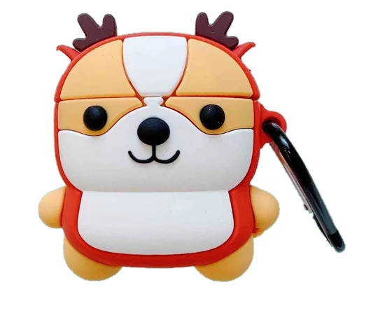 Силиконовый футляр Happy New Year с кольцом для наушников AirPods Собака в костюме / Красный