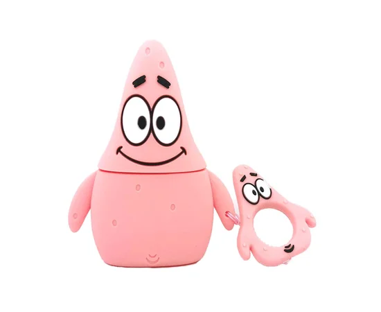 Силиконовый футляр SpongeBob series для наушников AirPods + кольцо Patrick / Розовый