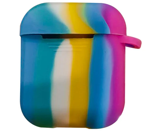 Силиконовый футляр Colorfull для наушников AirPods 1/2 Голубой / Темно-розовый