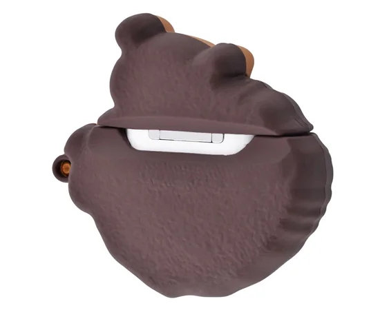 Силиконовый футляр Teddy Bear для наушников AirPods 1/2 Медведь на печенье/Коричневый