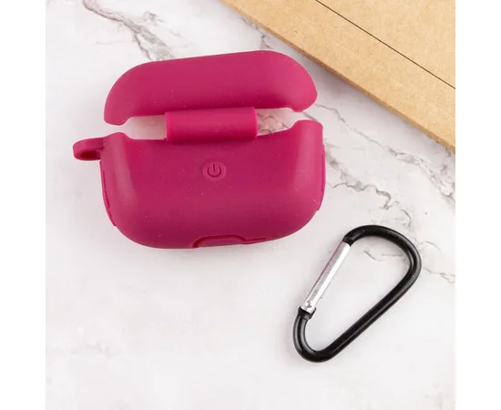 Силиконовый футляр New с карабином для наушников Airpods Pro Бордовый / Maroon