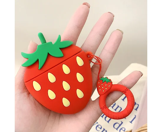 Силиконовый футляр Smile Fruits series для наушников AirPods strawberry