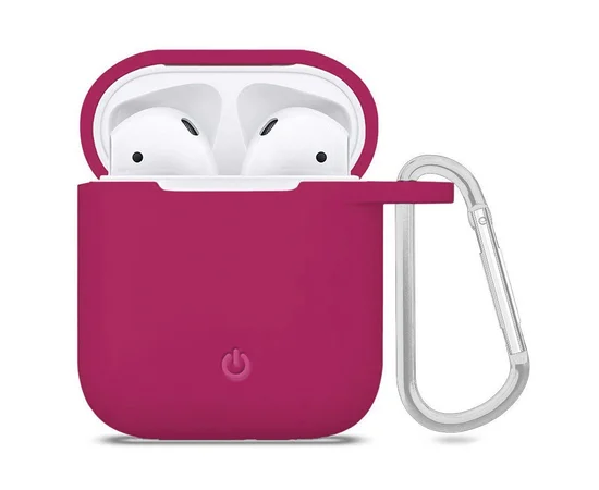 Силиконовый футляр с карабином для наушников AirPods Красный / Rose Red