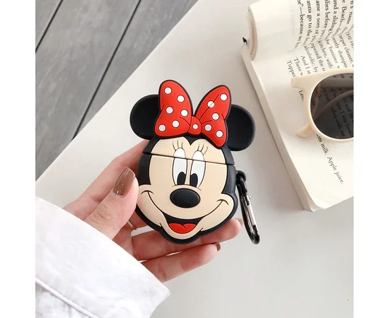 Силиконовый футляр Disney series для наушников AirPods + карабин Минни Маус
