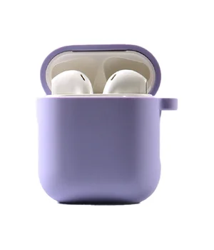 Силиконовый футляр с микрофиброй для наушников Airpods 1/2 Лиловый / Lilac Pride