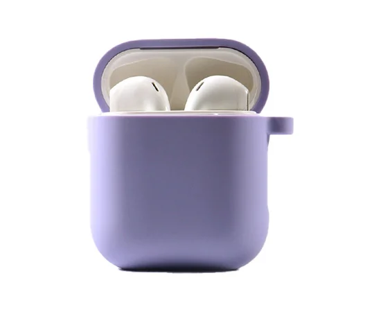 Силиконовый футляр с микрофиброй для наушников Airpods 1/2 Лиловый / Lilac Pride