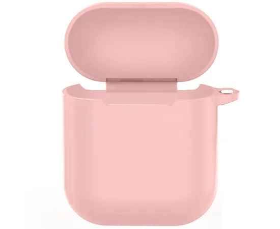 Силиконовый футляр New с карабином для наушников Airpods 1/2 Розовый / Light pink