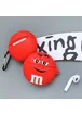 Силиконовый футляр M & M`s с карабином для наушников AirPods 1/2 Красный