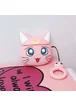 Силиконовый футляр Anime для наушников AirPods 1/2 + кольцо Кот Луна / Розовый