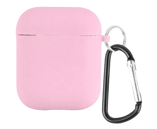 Силиконовый футляр с микрофиброй для наушников Airpods 1/2 Розовый / Light pink