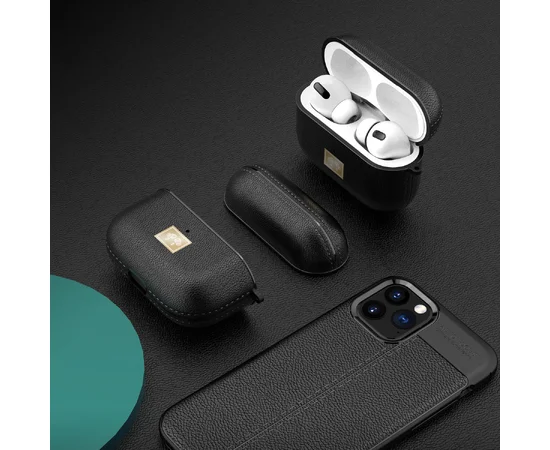TPU футляр Leather Type для наушников AirPods Pro Черный