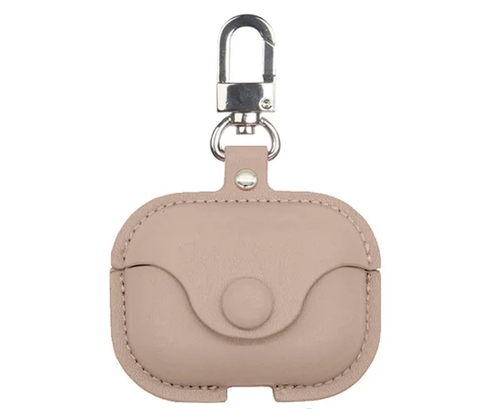 Кожаный футляр Leather bag для наушников AirPods Pro Бежевый