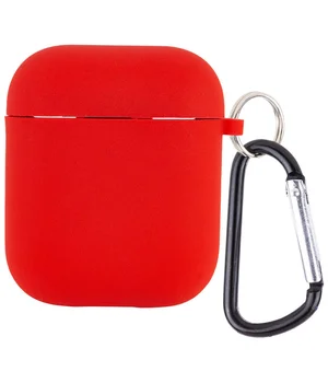 Силиконовый футляр с микрофиброй для наушников Airpods 1/2 Красный / Red